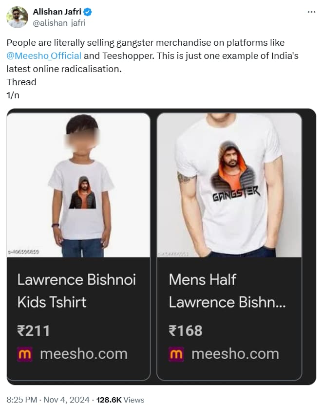 Meesho Removes Lawrence Bishnoi Tshirts From Site After Backlash 