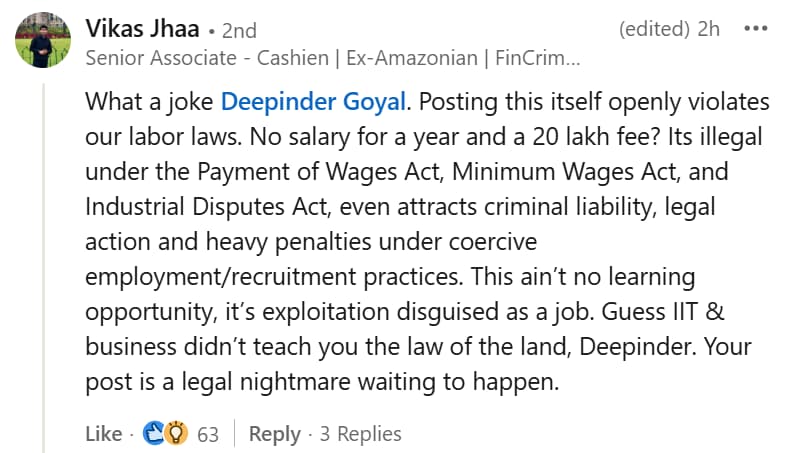 Meanwhile, reacting to Goyal’s post on LinkedIn, Shantanu Deshpande, cofounder and CEO of men’s grooming startup Bombay Shaving Company, said, “Literally the first time in 9 years I have professional FOMO about a job. I’m a perfect fit I think.” 