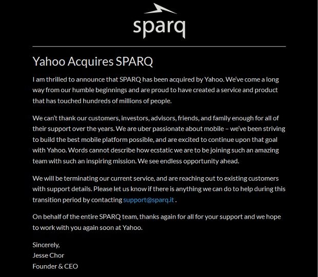yahoo acquires sparq