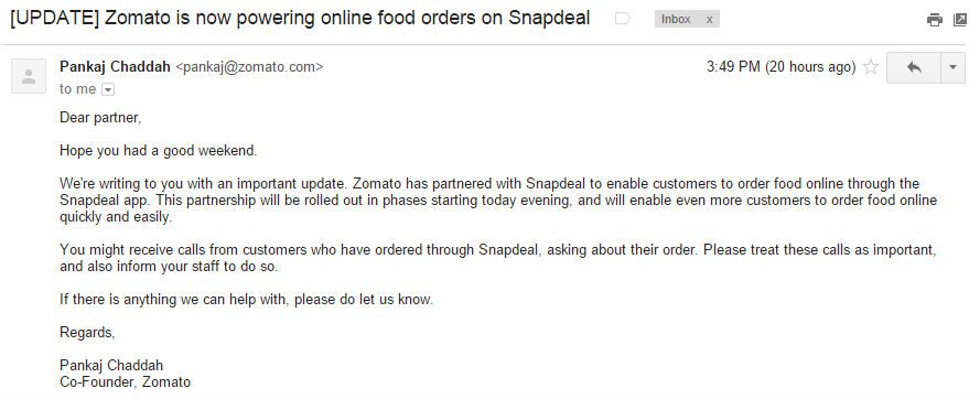 snapdeal zomato