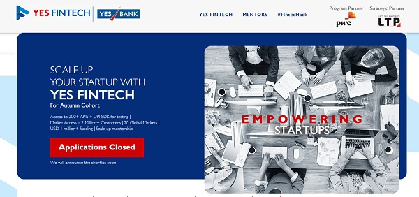 yes bank-yes fintech-accelerator-startups