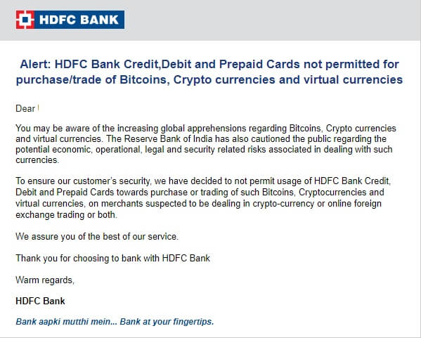 Hdfc Bank Bars People Trading Bitcoin And Other Cryptocurrencies - 