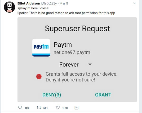 paytm-root access-android phones