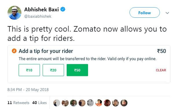 Zomato Wooes Its Food Delivery Executive With ‘Tip’ Feature
