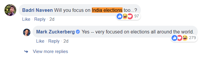 Very Focussed On The Elections Around The World, Says Facebook Chief Mark Zuckerberg