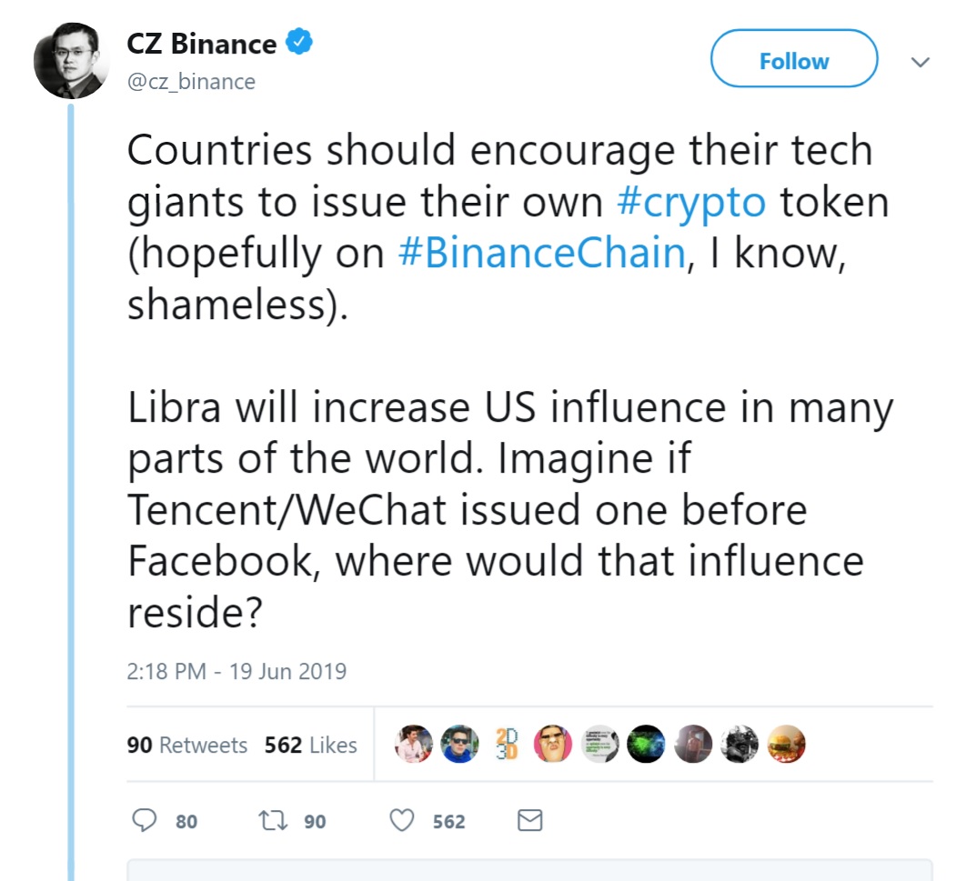 Binance CEO Changpeng Zhao on Libra
