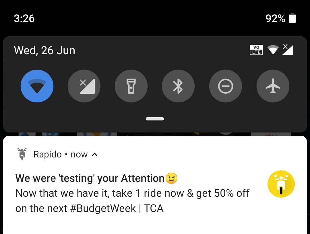 Rapido Tests Users' Attention With A Strange Push Notification