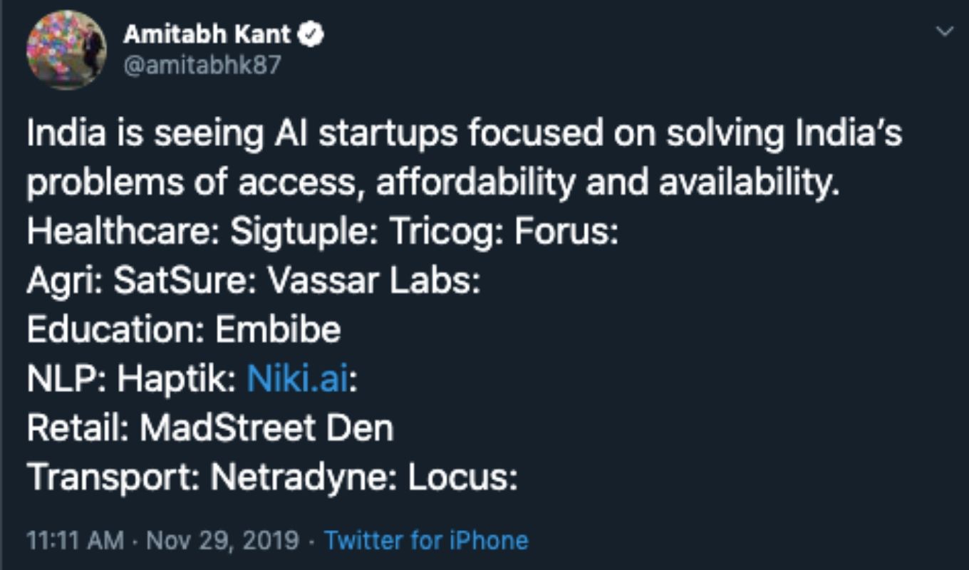 Amitabh Kant Tweet