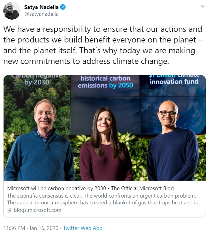 Anand Mahindra Praises Microsoft’s Carbon Negative Initiative 