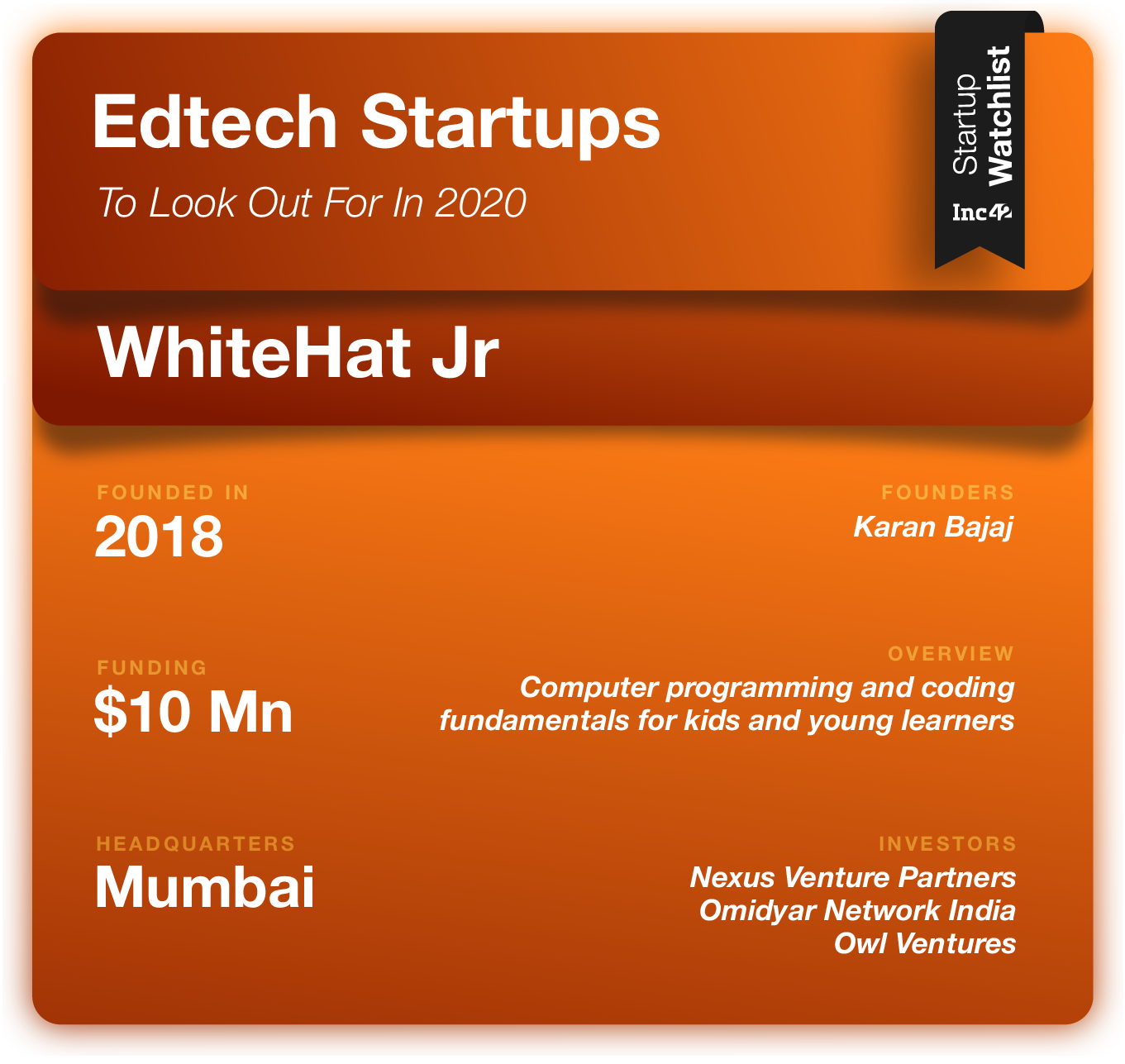 Edtech Startups 2020 WhiteHat Jr