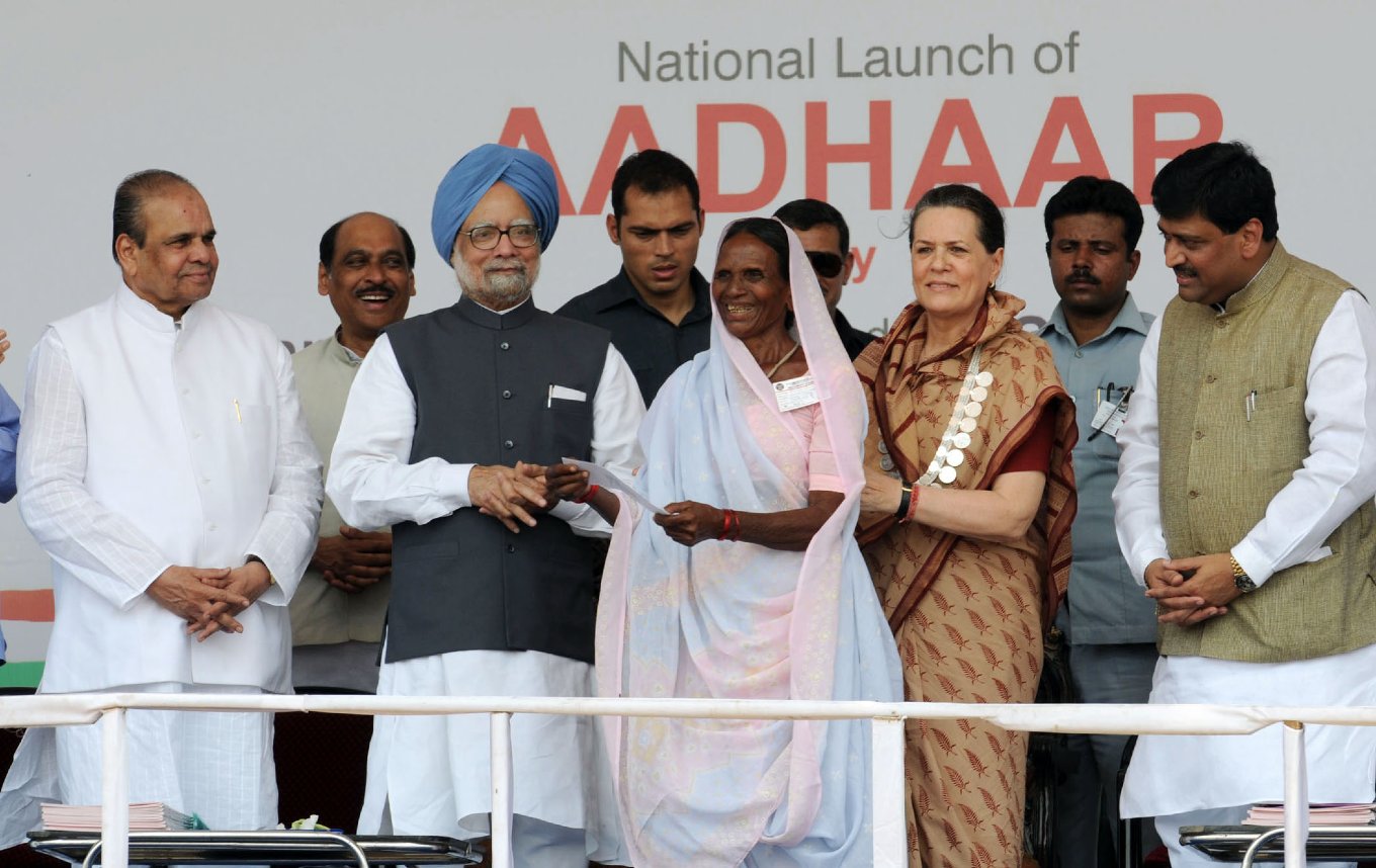 September 29, 2010, Then PM Manmohan Singh presenting the first Aadhaar