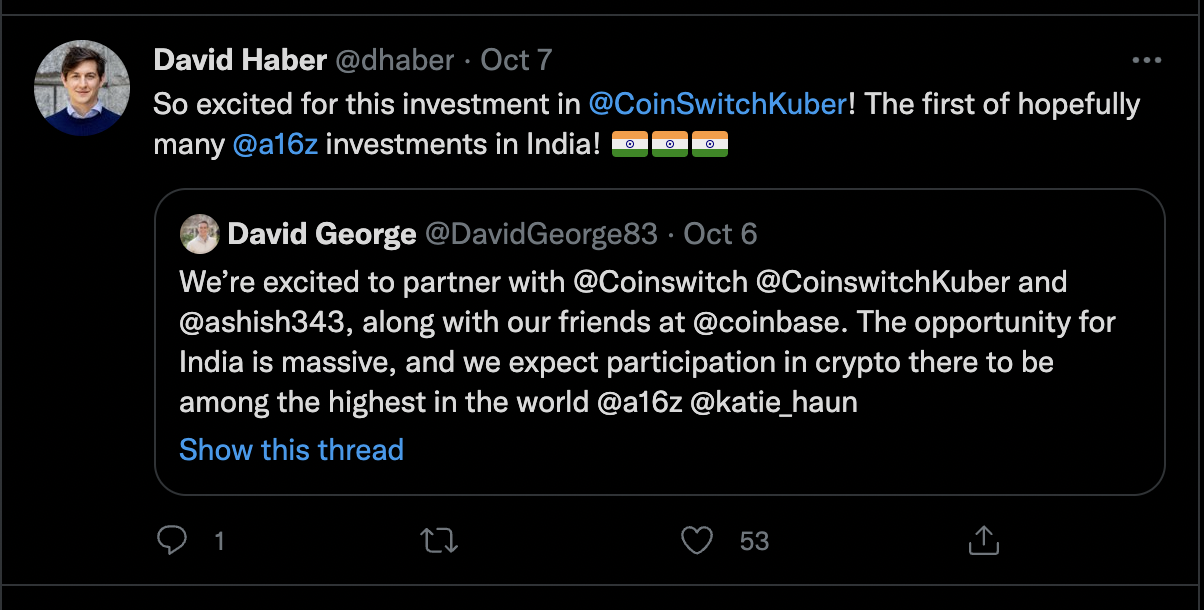 a16z Marks First Investment In India With CoinSwitch Kuber; More To Follow