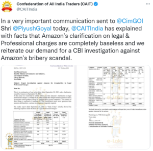 CAIT Tweets the letter they sent to Piyush Goyal
