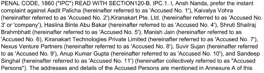 The accused in Ansh Nanda's FIR against Zepto and KiranaKart