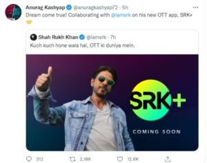 Shah Rukh Khan To Bring His OTT Platform SRK+ With Anurag Kashyap