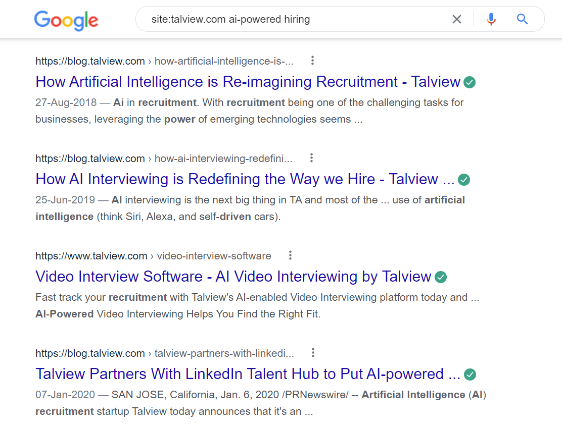 Talview google search