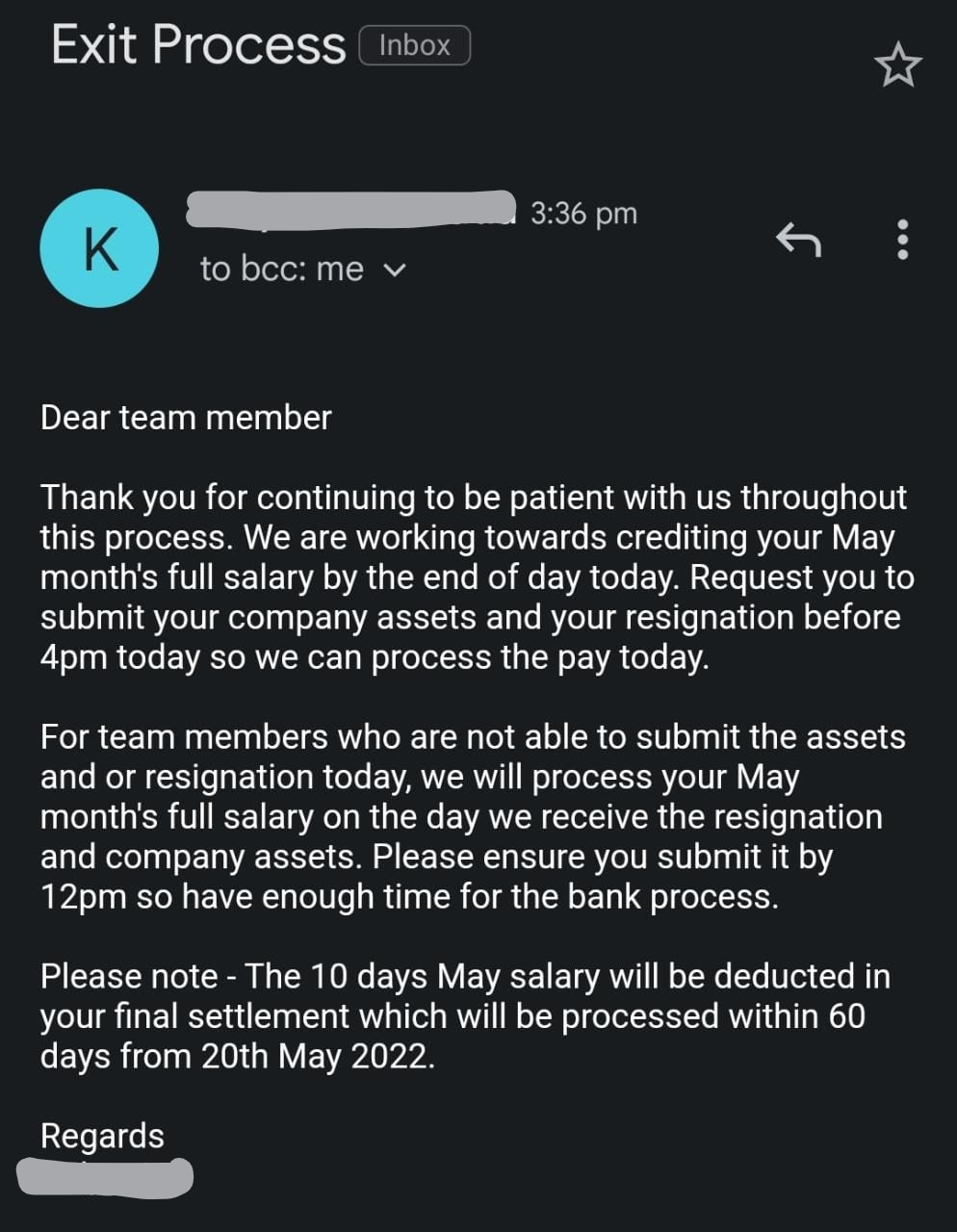 Latest update to MFine employees