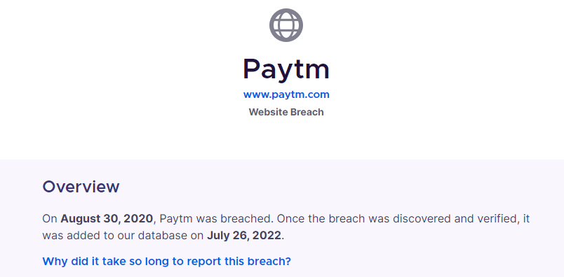 Paytm Website Breach