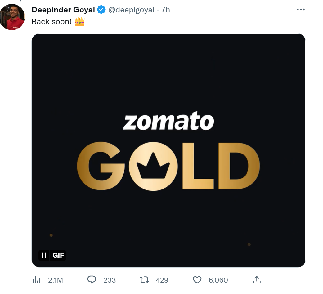 Zomato Gold Comeback