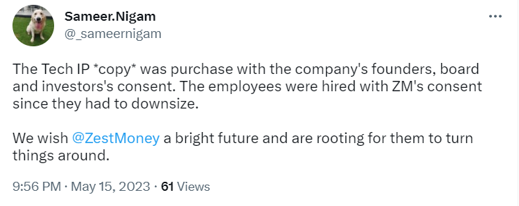 “We bought a copy of their LSP tech IP & separately hired ~130 ZM employees,” he said in a tweet.