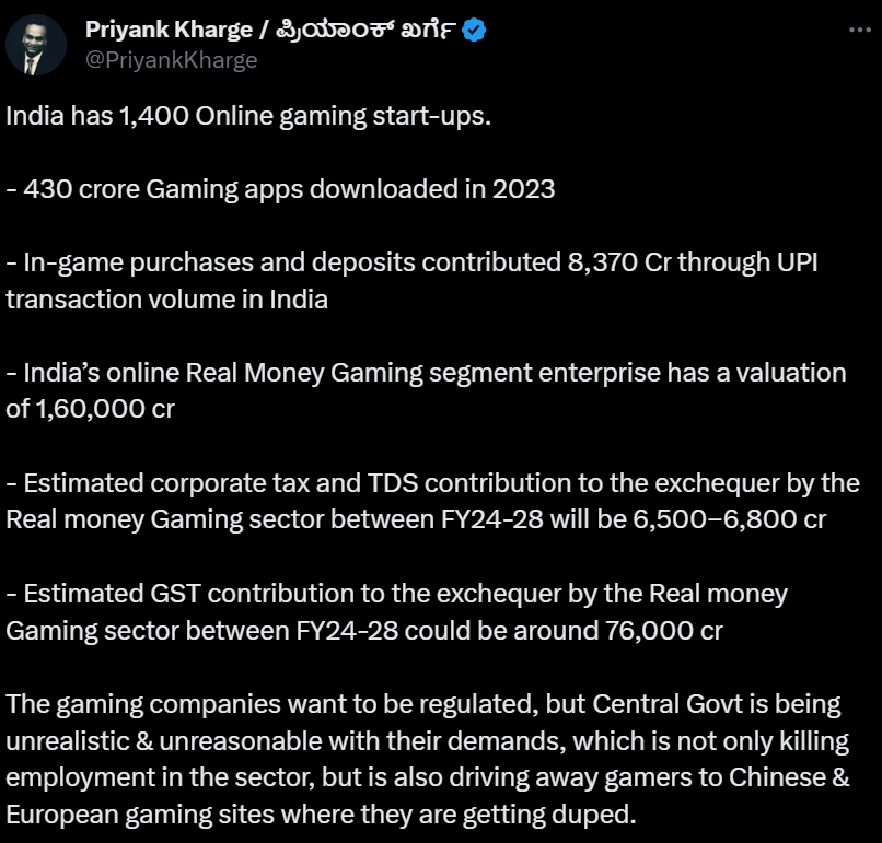 Priyank Kharge's Tweet