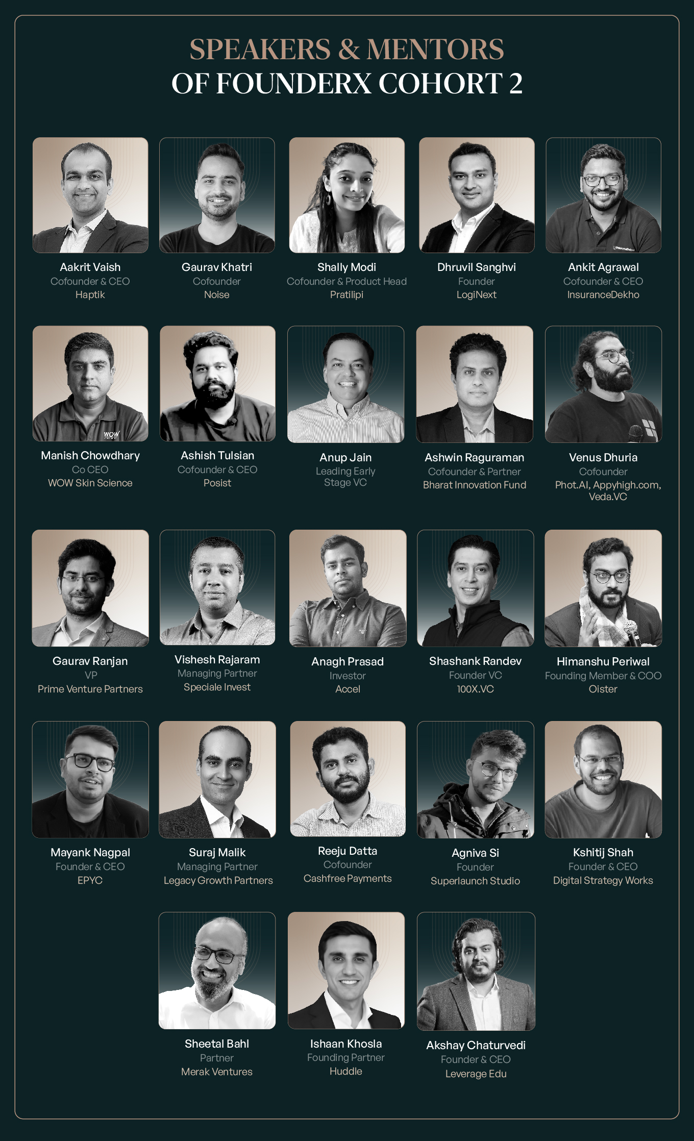 FounderX C2 Speakers & Mentors - Faculty Lineup