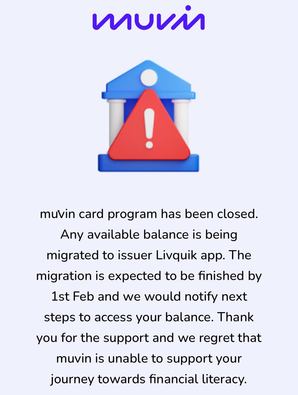 Muvin app notice